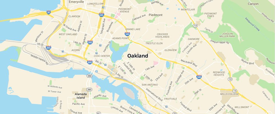 Oakland Dumpster Rental Service Area Map